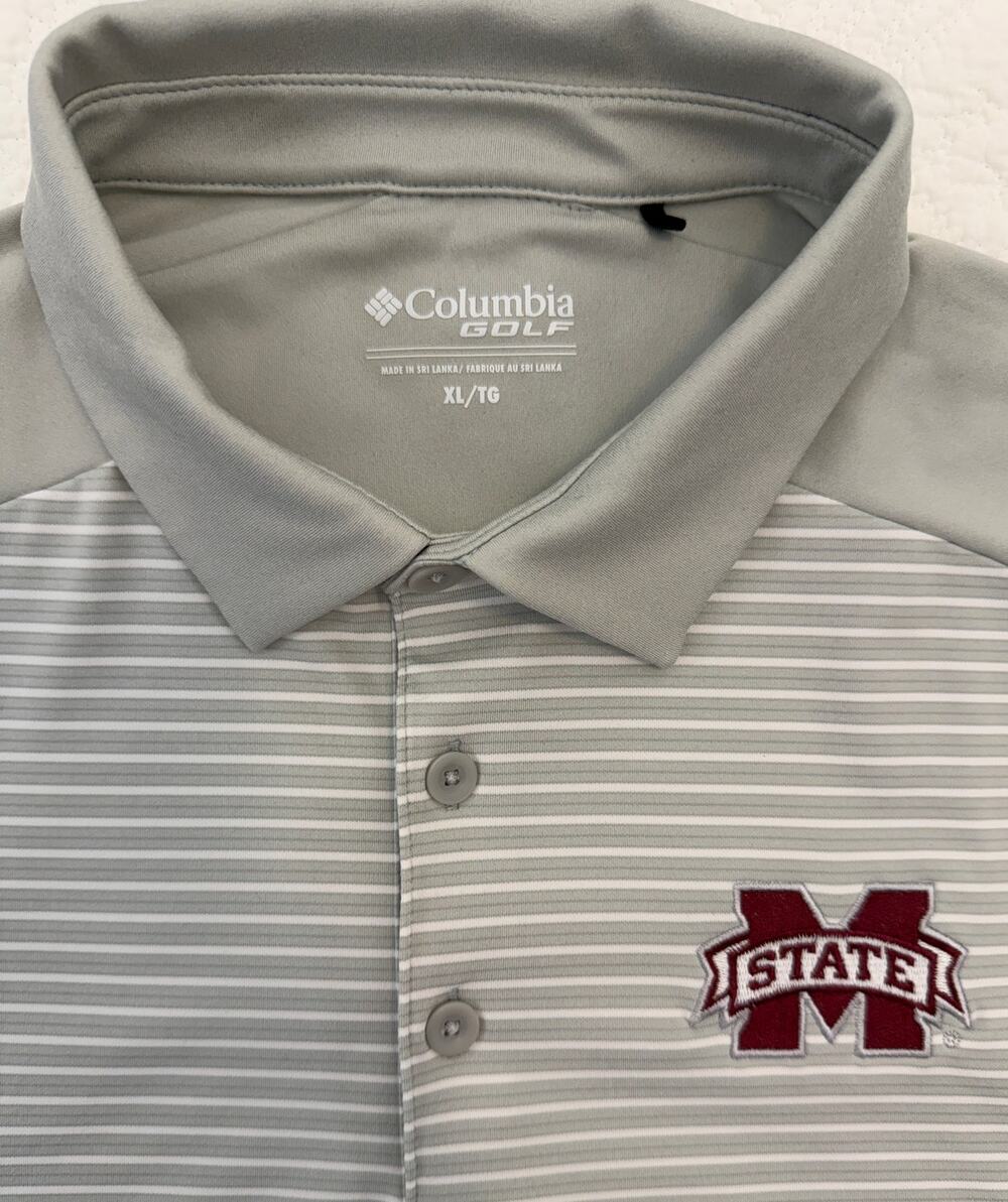 Mississippi State Bulldogs MSU Columbia Golf Polo Men XL Embroidered Gray